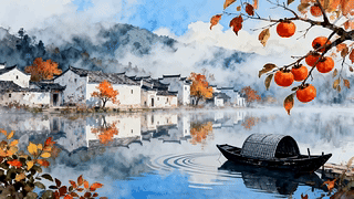乡村的柿子树