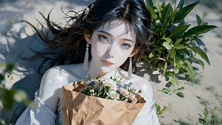 可爱鲜花女孩