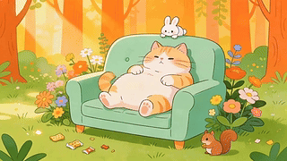 可爱的沙发猫咪
