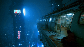 唯美冬雪科幻城市夜景