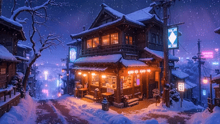 冬雪霓虹小屋