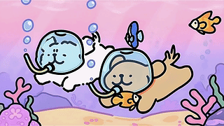 线条小狗梦幻海底遨游