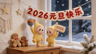 可爱星星人元旦祝福