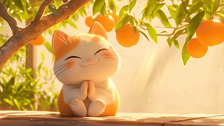 可爱发财许愿猫