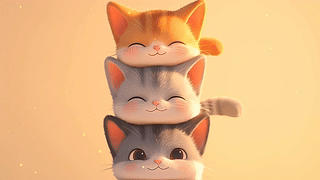可爱猫猫叠罗汉