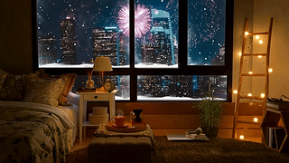 新年雪天小屋