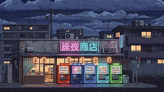 像素风雨夜