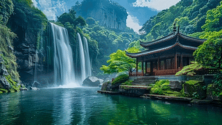 护眼国风山水