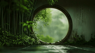 古风翠竹庭院