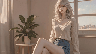 长腿毛衣女孩