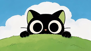 偷偷看你可爱小黑猫