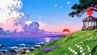 夕阳海景