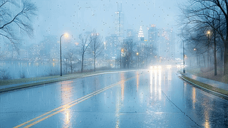 城市雨天公路雨滴