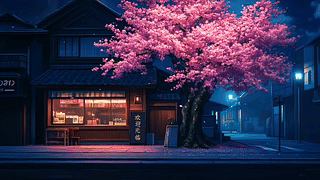 唯美落樱奶茶店