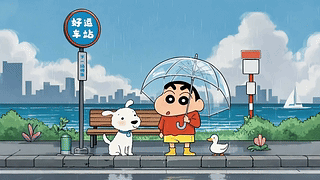 雨天车站小新