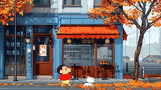 可爱街道遛狗小新