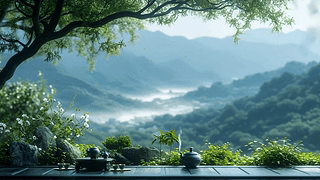 唯美护眼古风观山茶桌