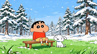 松林赏雪小新