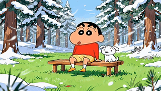 冬日松林赏雪小新