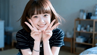 比耶甜美短发美女