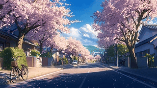 樱花树木街道