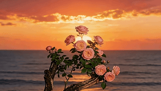 夕阳下的鲜花