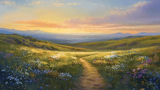 夕阳花草树木