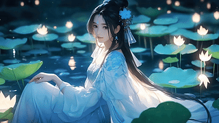 古风荷塘少女