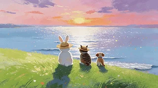 湖边看风景的小动物