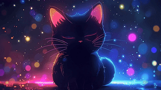 夜景星光可爱小猫咪