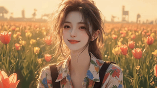 花丛中的气质美女