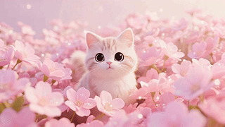 花丛中的猫咪