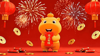 可爱水豚噜噜新年祝福
