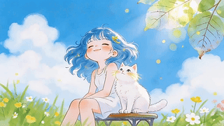 女孩和猫咪
