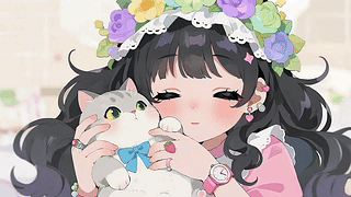 可爱女孩和猫咪