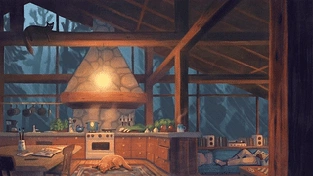 雨夜温馨小屋 (动态壁纸) 动态壁纸 | 作者：𝑬𝒗𝒆𝑾𝒊𝒏𝒅𝒚