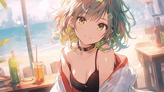 海滩边的动漫少女 | 夏日白昼氛围