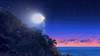 海边灯塔 | 动漫夜晚氛围 4k
