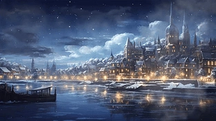 夜景城堡雪景 动态壁纸 | 作者：叮叮当当