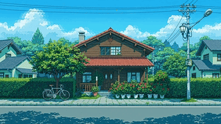 护眼乡村街道木屋