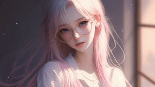 粉发眼镜美少女