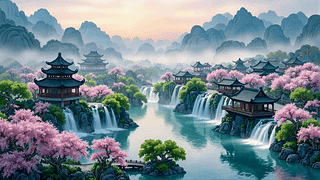 古风樱花仙境