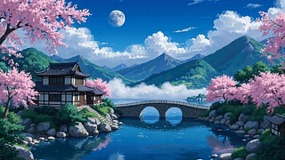 樱花月夜乡村