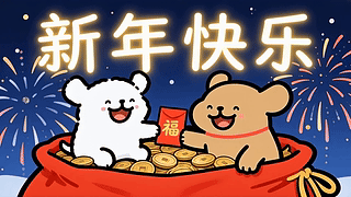 有钱花线条小狗
