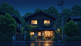 静谧街道木屋