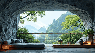 静谧护眼山洞房间