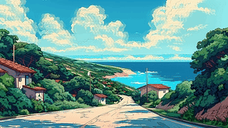 护眼乡村海景