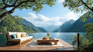 春光明媚湖景