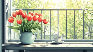 护眼鲜花阳台