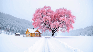唯美雪中木屋